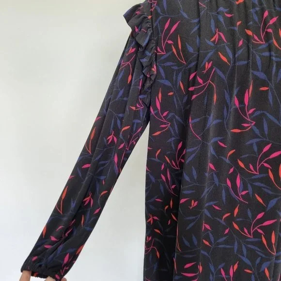 Leona Edmiston Multicolour Floral Long Sleeve Smock Dress Size 16 - Picture 7 of 10